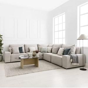 Sofá modular rinconero grande tapizado en tela (19 colores)