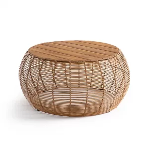 Mesa baja redonda de resina y acacia Madalina