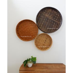 Decoración mural Combinación de ratán de bambú con pintura