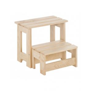 Taburete escalera plegable de madera de pino con 2 peldaños