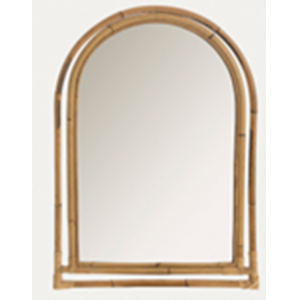 ESPEJO DE PARED DE 90 CM DE ALTO FABRICADO CON RATÁN Y ACABADO NATURAL.