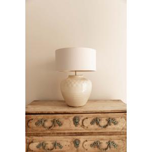 BASE DE LÁMPARA BLANCA ESTRIAS HORIZONTALES