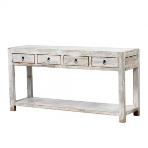Consola blanca cuatro cajones