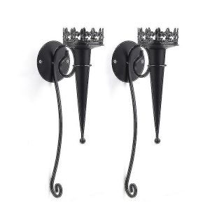 2PCS FORMA DE ANTORCHA PORTAVELAS DE HIERRO FORJADO, SOPORTE DE VELA COLGANTE DE PARED, DECORACIÓN DE ARTE DE PARED