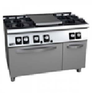 Cocina Media Plancha con Horno Estático de Gas GN 2/1 4 Fuegos C-G751 Fagor