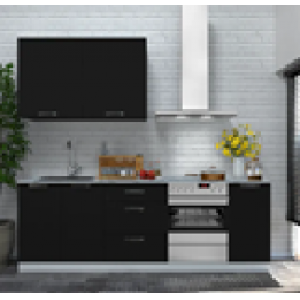 COCINA EN KIT DELINIA ID SOHO NEGRO MATE 240CM CON MUEBLES ALTOS Y BAJOS