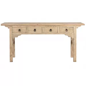 CONSOLA SANDALO OLMO MACIZO 178X38X85 4 CAJONERAS