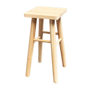 TABURETE CUADRADO DE MADERA CON PATAS REDONDEADAS