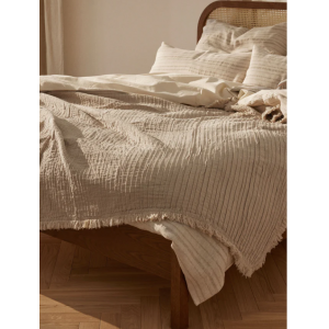 Manta de algodón con plisado y flecos Artemis