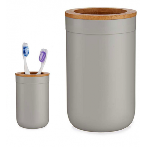 VASO BAÑO PORTACEPILLOS TAPA BAMBÚ