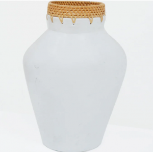 JARRÓN TERRACOTA Y RATÁN ORONETA