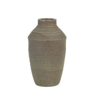 JARRÓN DE CERÁMICA EN COLOR GRIS DE ESTILO RÚSTICO