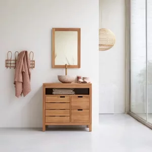 MUEBLE BAJO LAVABO DE TECA MACIZA 80 CM