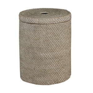 Cesto ropero ratan color patinado blanco-gris