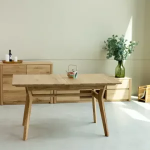 MESA EXTENSIBLE DE COMEDOR DE MADERA MACIZA DE ROBLE "HAROLD 170-210 X 90 X 75 CM. MATERIALES: MADERA MACIZA DE ROBLE