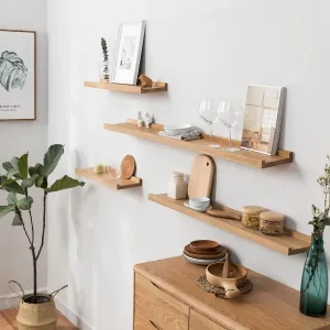 Estante flotante de roble macizo de 40 cm, estante rústico de madera, montado en la pared, estante con diseño de labios, estante de radiador, dormitorio, baño