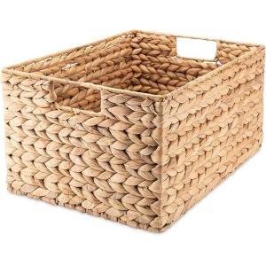 Decorasian Cesta rectangular trenzada de jacinto de agua, 37 cm, 3 unidades