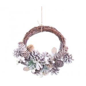 Corona de Navidad Multicolor Ratán Plástico Foam Piñas 24 x 22 x 8 cm