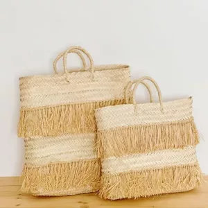 Bolso de palma con flecos Zattam