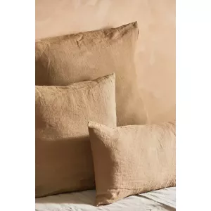 Funda de cojín de lino lavado verde oscuro Lino