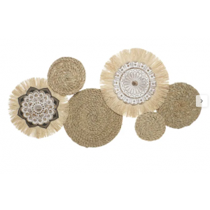 Decoracion Pared, Fibra natutal, Metal, 127,6X7X66,7