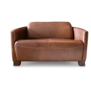 Sofá de 2 plazas en cuero marrón