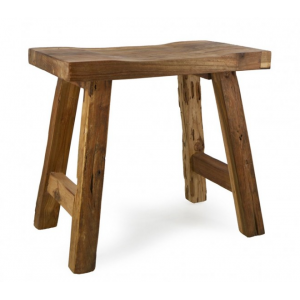 Taburete rústico madera de teca natural - 52x32x48h