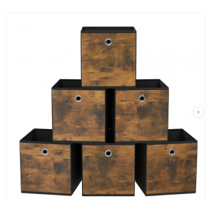 Set de 6 cajas organizadoras plegables 30x30x30 cm, para ropa y juguetes, tela no tejida y oxford, marrón