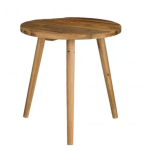 MESA AUXILIAR DE MADERA RECICLADA MARRÓN Diámetro 40cm Altura 42.5cm