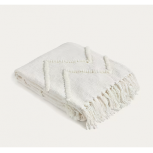 Manta Genoveva de algodón blanco 125 x 150 cm