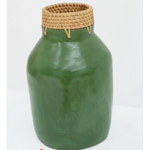 JARRÓN TERRACOTA VERDE ÀNGELS Ø15XH19 CM