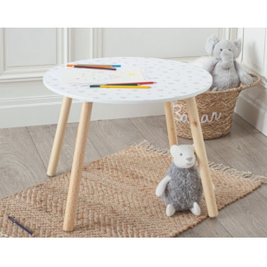 MESA INFANTIL DORMITORIO DOUCEUR CON SERIGRAFÍA ESTRELLAS COLOR BLANCO 60X60 CM