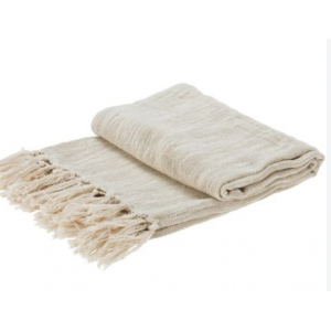 MANTA DECORATIVA DE ALGODÓN BEIGE PARA SOFÁ INTERIOR EXTERIOR