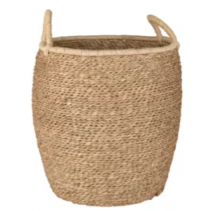 Cesta redonda de fibra color marfil