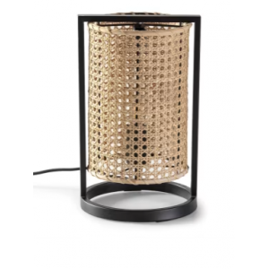 Lámpara de mesa de ratán natural, diámetro 20 cm