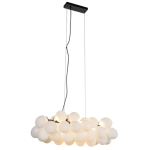 Lámpara colgante negra cristal opal alargada 8 luces - Uvas