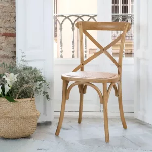 Silla de madera maciza de olmo color natural