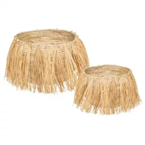 Juego de 2 cestas con flecos Safari - rafia - Atmosphera créateur d'intérieur
