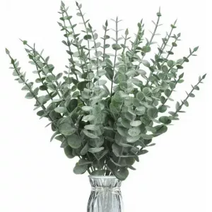 48 piezas de ramas de eucalipto artificiales, tallos de eucalipto artificiales, ramas de hojas de eucalipto, hojas de eucalipto falsas, simulación de