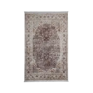 Alfombra algodón poliéster marrón multicolor envejecido 160x230