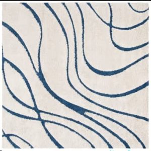 Alfombra crema/azul 120 x 120