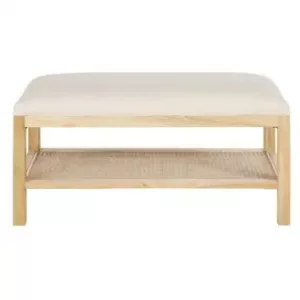 Banco de madera de hevea con rejilla de ratán