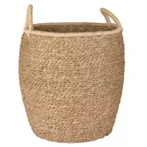 Cesta redonda de fibra color marfil