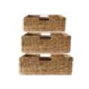 Cestas de jacinto de agua con estructura de metal marrón - Pack de 3