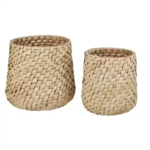 Cestas de corteza de platanero en beige (x2)