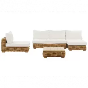 Conjunto longue 4 personas en ratán natural