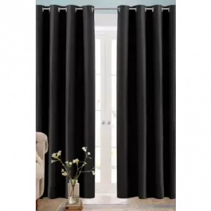 Cortina Rústica Confeccionada 300x255 cm Negro