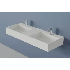 Lavabo doble suspendido en Solid Surface TWG231 - blanco mate - ancho seleccionable