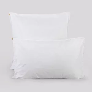 Funda de almohada en algodón blanco percal liso