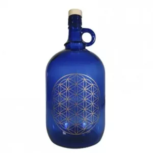 Garrafas de vidrio azul de murano con flor de la vida